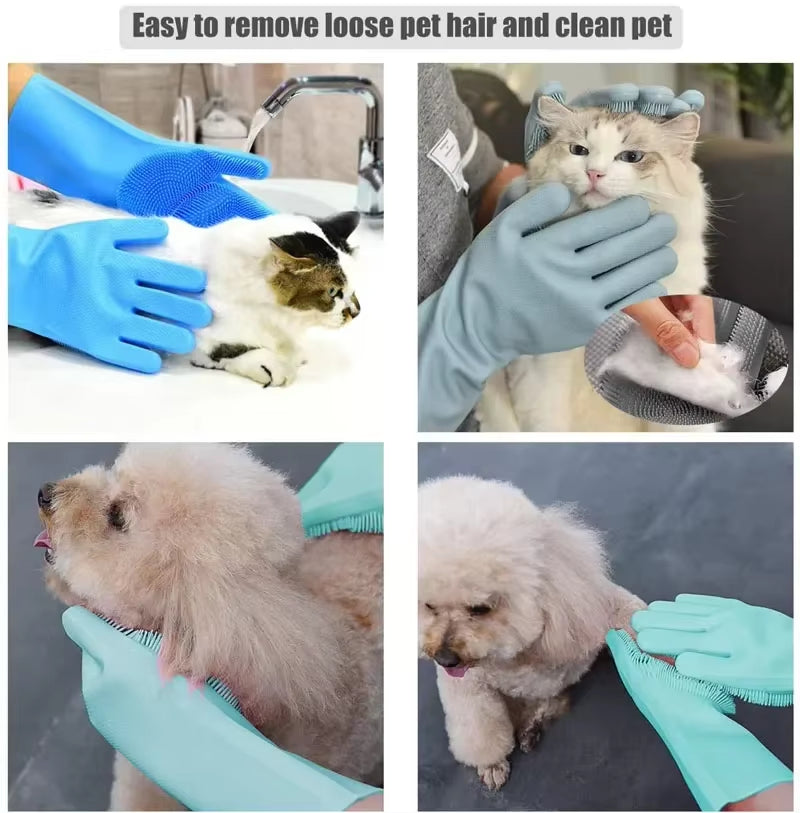 Haustier Bad- & Massage-Duschhandschuhe - Hunde & Katzen Pflegezubehör
