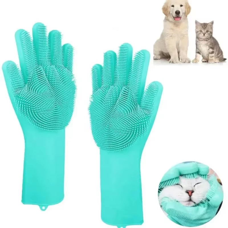 Haustier Bad- & Massage-Duschhandschuhe - Hunde & Katzen Pflegezubehör